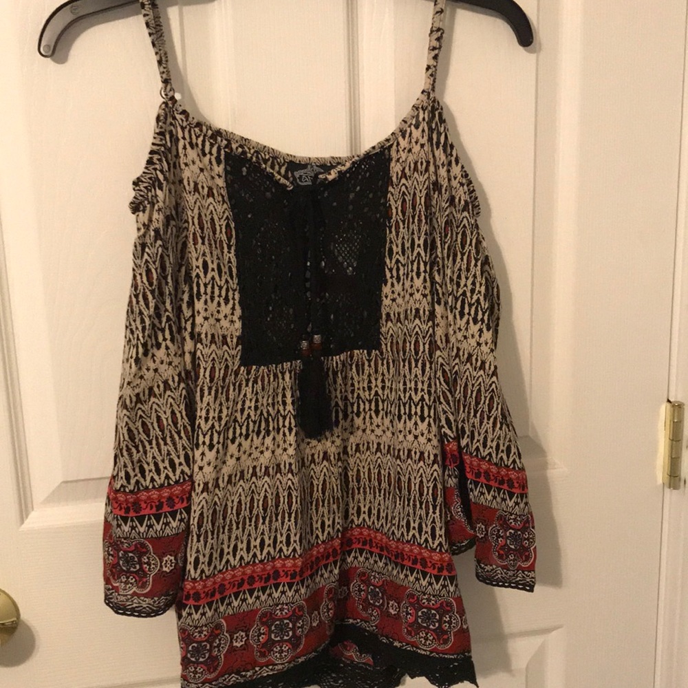 boho, off-the-shoulder shirt